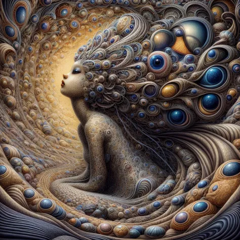 naoto hattori's painting depicting a woman, surrealism art, highly detailed, surrealistic fantasy background, style of naoto hat...