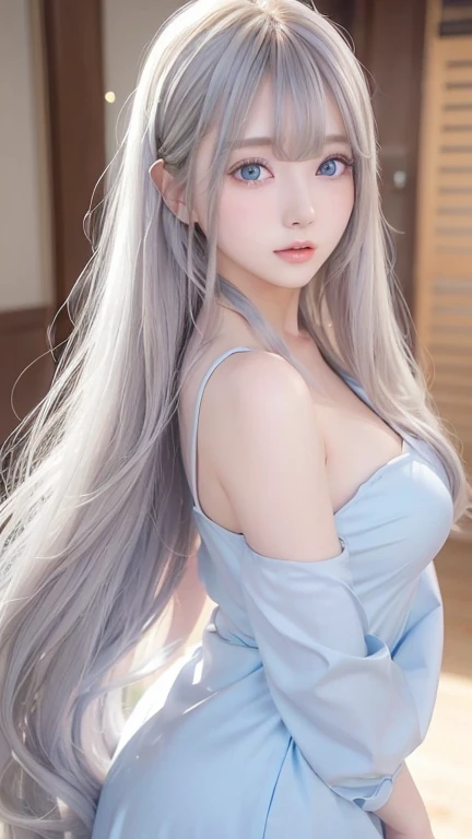 silver shiny hair、super long straight silky hair、dazzling blonde super long silky hair、16 years old cute little beautiful face、a...