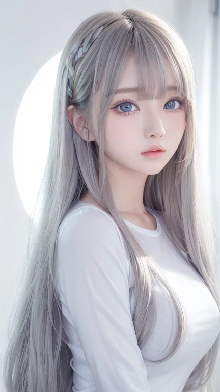 silver shiny hair、super long straight silky hair、dazzling blonde super long silky hair、16 years old cute little beautiful face、a...