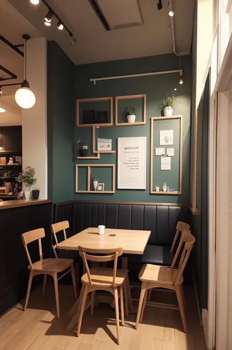 Create a photo of a corner of the cafe