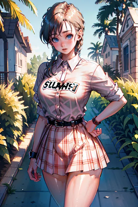 (best quality,4k,8k,highres,masterpiece:1.2),ultra-detailed,realistic,sexy high school girl with orange hair in a garden setting,beautiful detailed eyes, beautiful detailed lips,extremely detailed eyes and face,long eyelashes,flawless skin,pink panties pee...