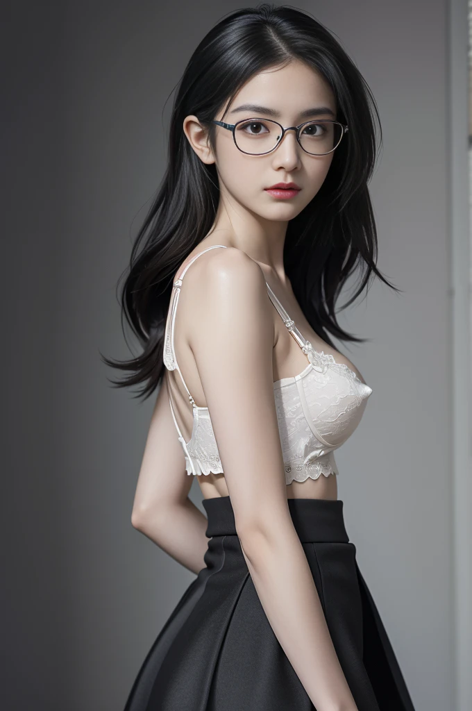 (masterpiece), (Highest quality), (High resolution), detailed, (複雑なdetailed 1.2), (Hyper detailed 1.4), (Gorgeous Digital Art 1.2), One girl, Mature Woman, masterpiece, Mistress showing her bra, goddess,Hair tied up on top of head ,((Black Hair)),Glasses, ...