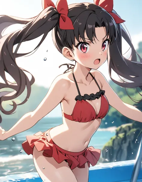 Tohsaka rin with twintails in bikini 