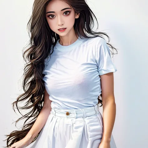 (masterpiece, best quality,:1.2), 1girl, (solo:1.3), upper body, white shirt, short sleeves, , (waifu, realistic, real life, exceptional, best aesthetic, new, newest, best quality, masterpiece:1.2), soft_lighting, soft_skin_tone, feminin_hair, (white backg...