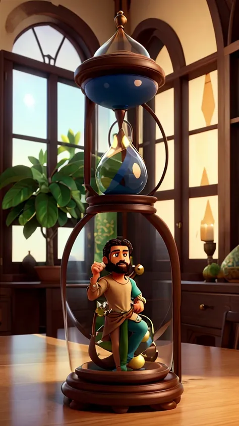 A lush 3D representation of (God and  Jesus) with an hourglass