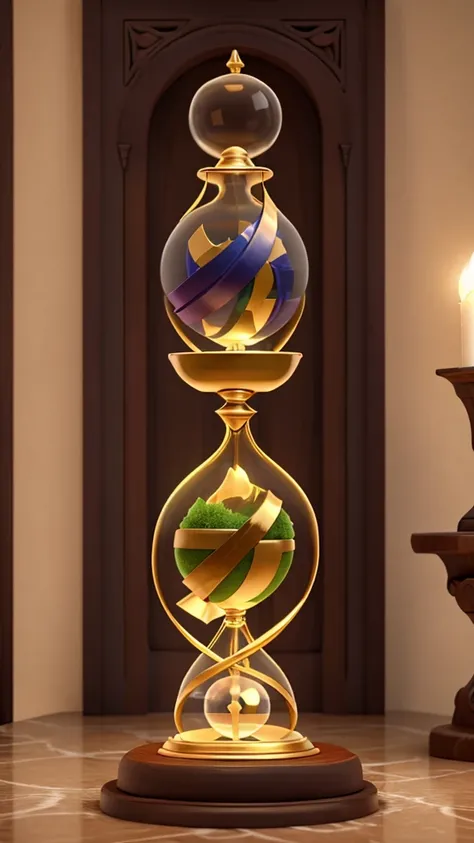 A lush 3D representation of (God and  Jesus) with an hourglass