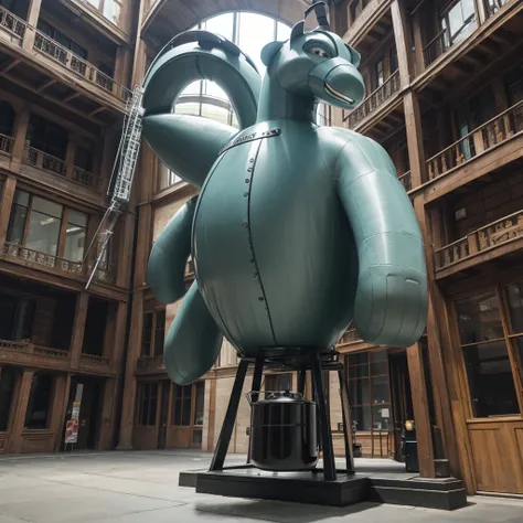 Giant creature in the shape of Kettle, funny and grandiose 