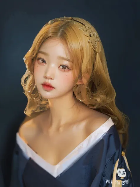 Jang Wonyoung, Wonyoung, doll, full lips, court lady, blonde, Blonde, long hair.