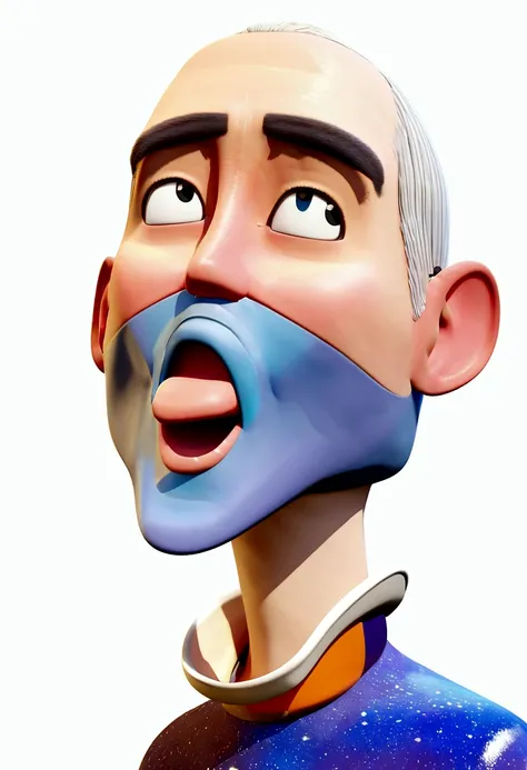 a happy and cute boy with short hair, wearing a space costume, , White background, the , tom, Pixar-style, ....3d, Cartoon s, face detailed, asymmetric 16k