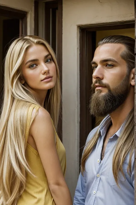 blonde girl long hair next to man short hair blonde with short beard, THE SIDE fito páez, THE SIDE , ruben rada, next door Alfredo Zitarrosa and next door Leo Fernandez 