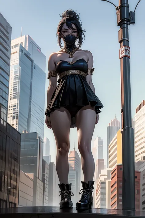 girl in the city, in revealing clothes