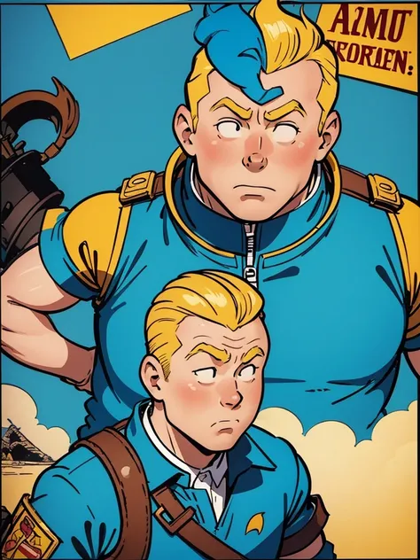 A heroic portrait of Tintin from Hergés comics, but this is a manga poster from the 80s.