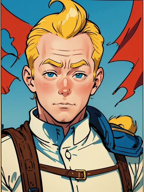 A heroic portrait of Tintin from Hergés comics, but this is a manga poster from the 80s.