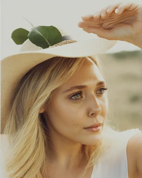 high quality  celebrity  erotic  photo , 40yo woman ( elizabeth olsen , grass land  side , photorealistic , celebrity , random c...