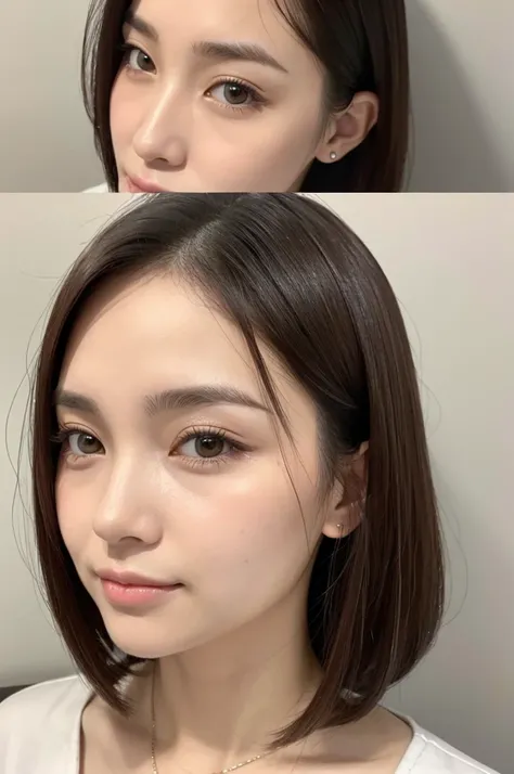 2D Beauty Clinic Female Doctor、Round and droopy eyes、The forehead is wide and round、Baby Face、Hair is a long bob、