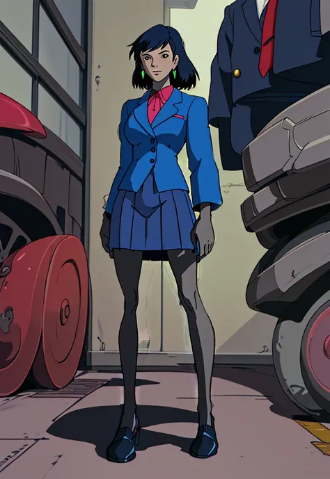 Make a anime dark skinned business woman in a skirt suit 