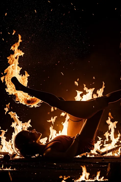 Body being consumed by flames 