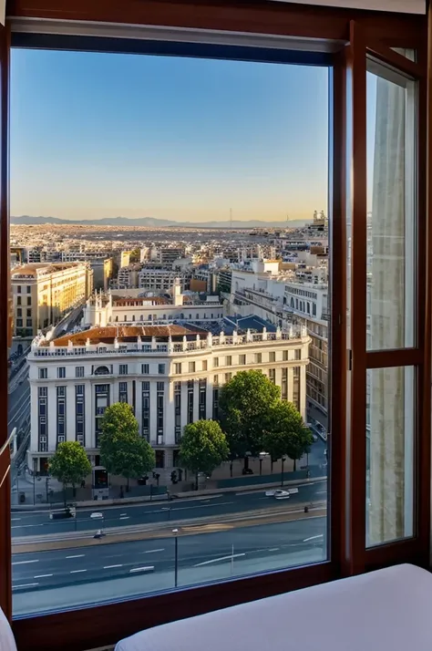 Hotel room with view of the Madrid square 