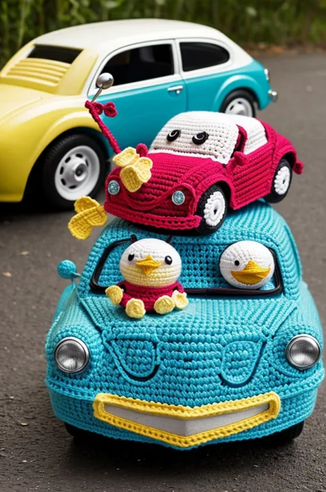 Crochet car hanging chick 