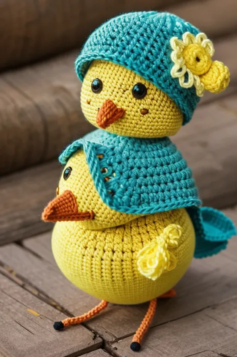 Little chick with crochet hat 