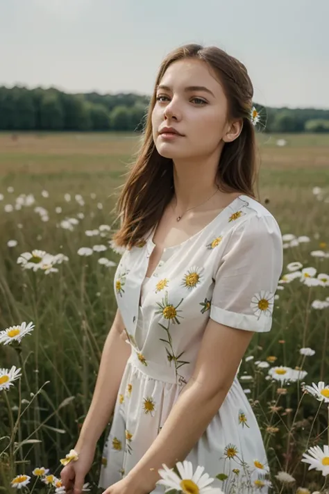 field, daisies,fieldвые цветы,Swallows