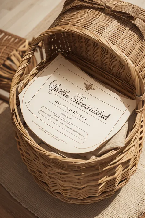 With this information: The sketch features refined serif typography for "But the Present Way", with elegant letters and smooth curves. Below the typography, there is a detailed illustration of a wicker basket, adorned with decorative bow. natural elements,...