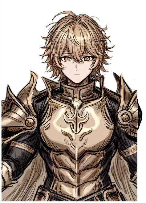 1boy, gold hair, golden fur, short hair,golden eyes,golden saint, epic armor, legendary weapon, handsome man, elegant clothes,ho...