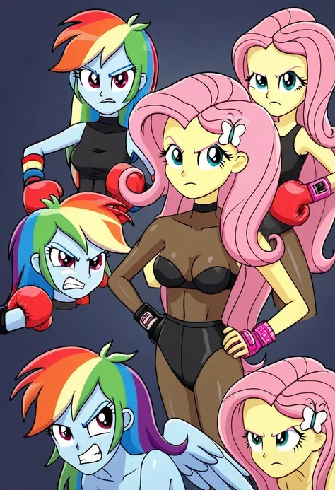 Eqg rainbow dash  bodystocking  boxing angry fluttershy 