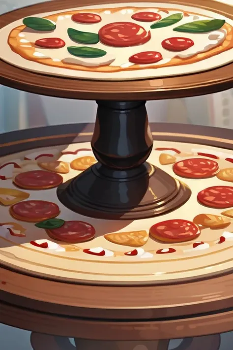 ((Best quality)), ((masterpiece)), (detailed), pizza table