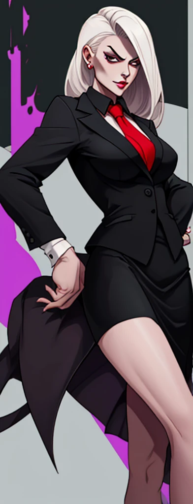 Evil business woman in a skirt suit 