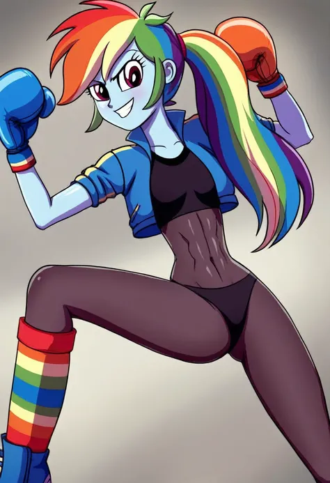 Eqg rainbow dash  bodystocking  boxing walk