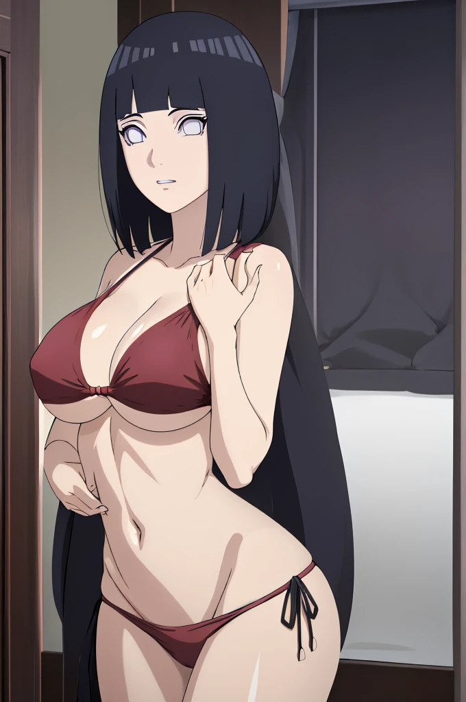 masterpiece, absurdres , (intricate details), (colorful),cinematic lighting,extremely detailed CG unity 8k wallpaper ,hinata(boruto), 1girl,solo, large breasts, (hinata, hyuuga hinata, purple eyes, blunt bangs, black hair) big breasts, perfect breasts, lar...