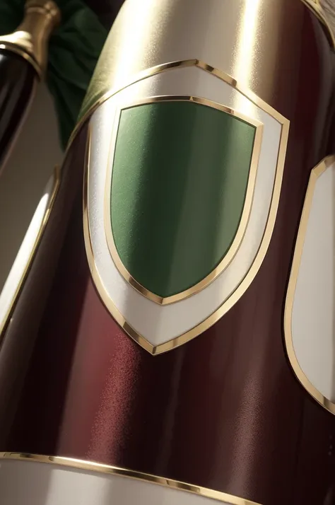 shield in wine colors, white and green