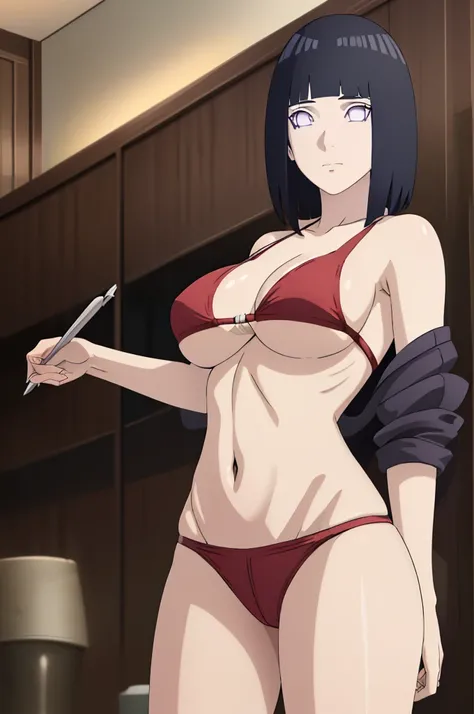 masterpiece, (intricate details), (colorful),cinematic lighting,extremely detailed CG unity 8k wallpaper ,hinata(boruto), 1girl,solo, large breasts, (hinata, hyuuga hinata, purple eyes, blunt bangs, black hair) big breasts, perfect breasts, large breasts, ...