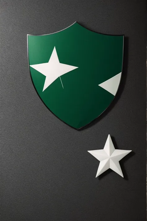 Shield with star star green white and black 