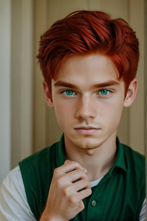 Red-haired boy with green eyes 