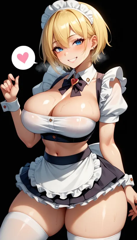 score_9, score_8_up, score_7_up, score_6_up, black background,
BREAK
source_anime, ExpressiveH,souce_explicit,
BREAK
1girl, gyaru, blue eyes, blonde hair, short hair, huge breasts, smile, spoken heart, 
maid, maid puffy sleeves, cropped top, navel, maid cu...