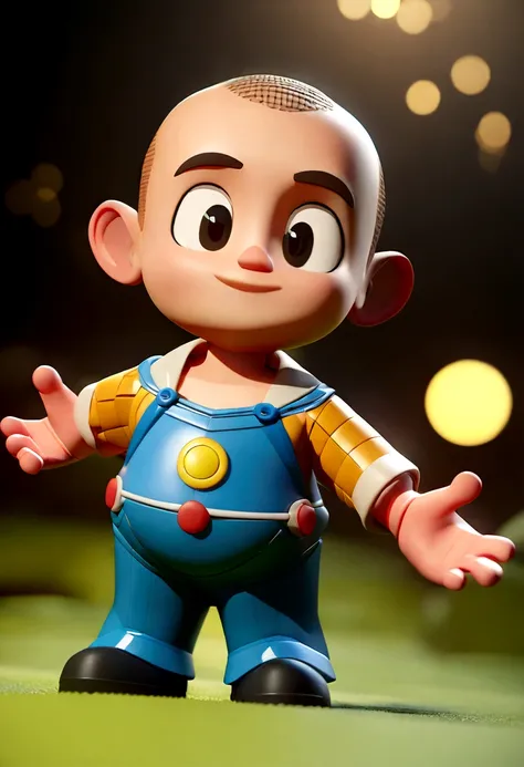 cartoon character of a boy short dark ginger curly hair, buzz cut on the sides of hair , animation character, stylized character, animation style rendering, 3d stylized, Arnold Maya render, 3 d render stylized, toon render keyshot, 3d character, 3d charact...