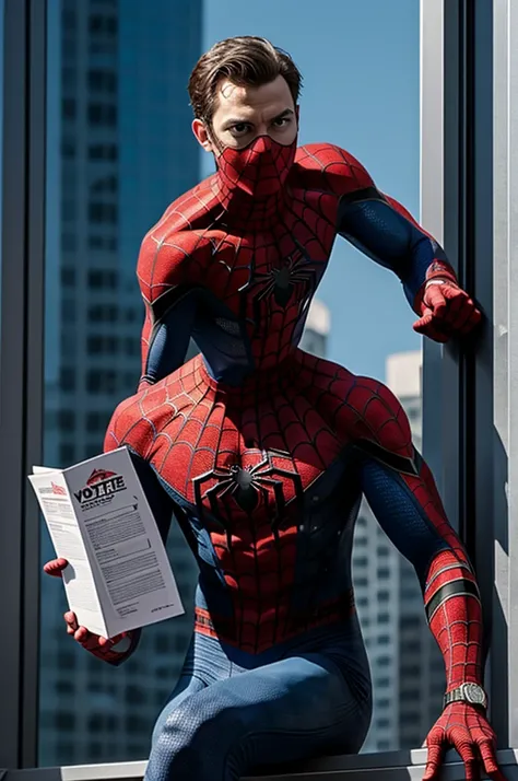 Spiderman with an ad that says vote list A