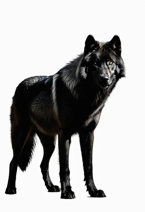 BLACK SILOUETTE OF A BIG WOLF ,WHITE BACKGROUND