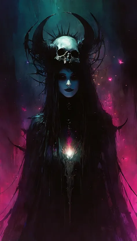 love and death, magic, dark, fantasy, night, inspired by Bill Sienkiewicz
