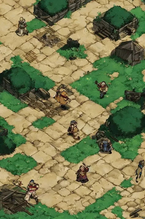 crie sprites 2d de assets em rpg maker de um heroi para colocar em um jogo de video game, at various angles, he will be a mix of...