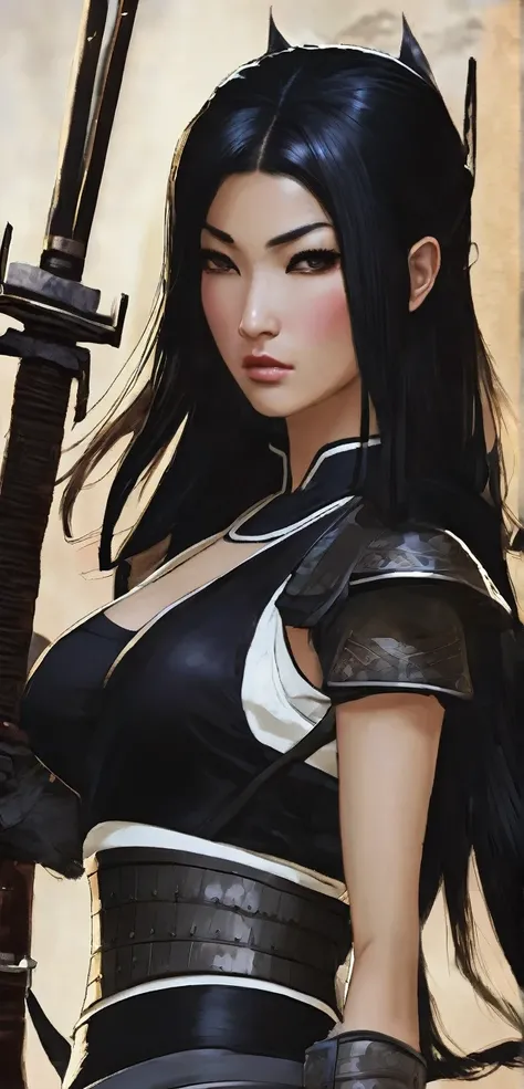 The Sexy Miss Nightmare in light armor black hair she is a ninja 