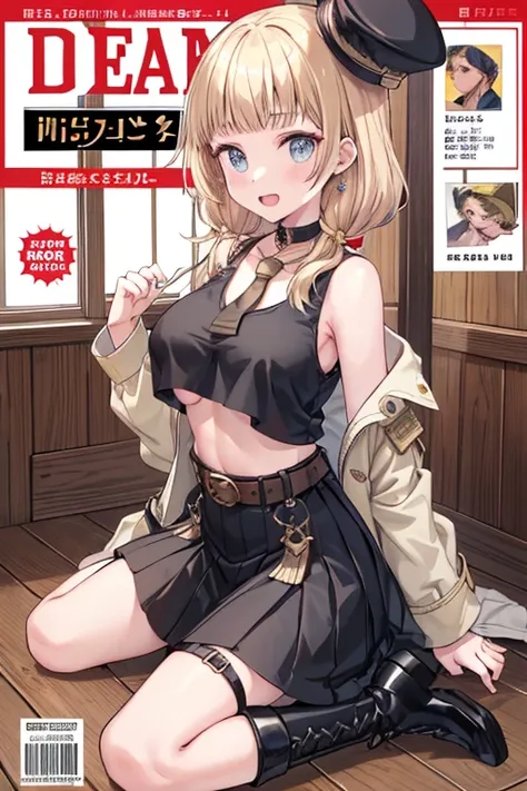 (masterpiece:1.2), (military uniform magazine cover:1.4),best quality,pixiv,sweet girl , sexy posture,1girl, (perky chest:1.2), ...