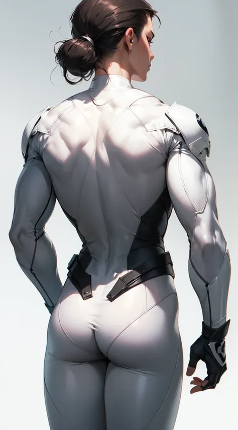 back view, back view,(masterpiece、4k resolution、a hyperrealist、ighly detailed、turn your back), (white superhero theme、charisma、t...