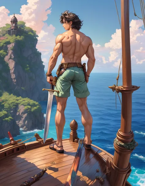 anime+hentai+yaoi style pastel color palette, symmetrical composition, ultra-detailed artistic style, oil painting, full body, perfect composition, perfect anatomy, wearing small shorts, dramatic, natural lighting, a beautiful young man, handsome, tall, pe...