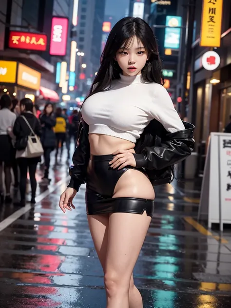 Jennie Kim, the iconic BLACKPINK rapper and singer, is in Seoul showing off his attributes, thick-thighs, big-ass, big boobies, sensual belly and wide hips. Despite the downpour, she has a goofy expression on her face, while striking revealing poses throug...