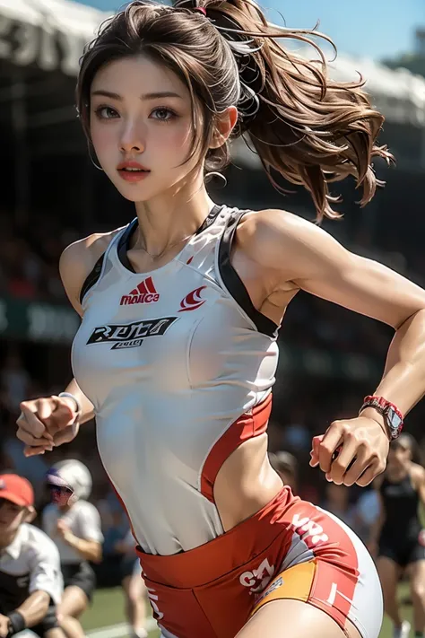 masterpiece, highest quality, Highest image quality, High resolution, photorealistic, Raw photo, 8K, ((athlete, running, race))