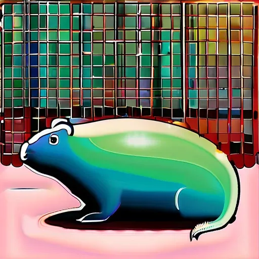 Surrealist art in the style of Edvard Munch, painting, Robotic cute capybara, Winter, L USM, Lomography, Edvard Munch style, Edvard Munch art . Dreamlike, mysterious, provocative, symbolic, intricate, detailed