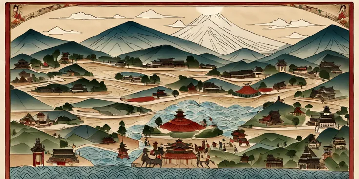 Red Chilis, Basil, Mt Hood，rivers，Sun，Mountain and sea skylark scrolls，Ancient mythology《Mountain and Sea Scriptures》，epic composition，Shadowing，national style，martial art，migration，Practice martial artartial arts